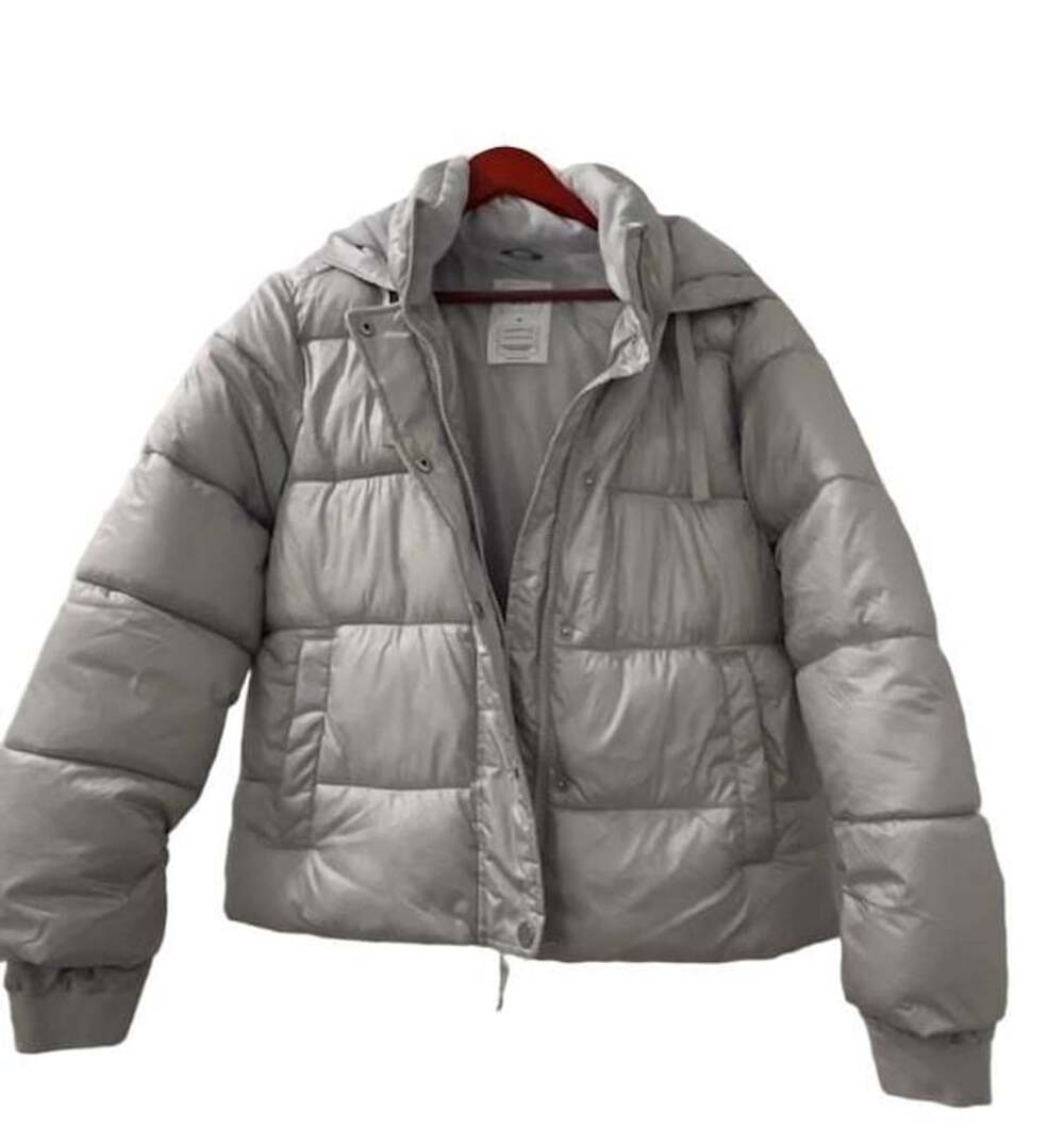 Gap ColdControl Max Puffer Jacket Size S Silver Hooded Water Resistant